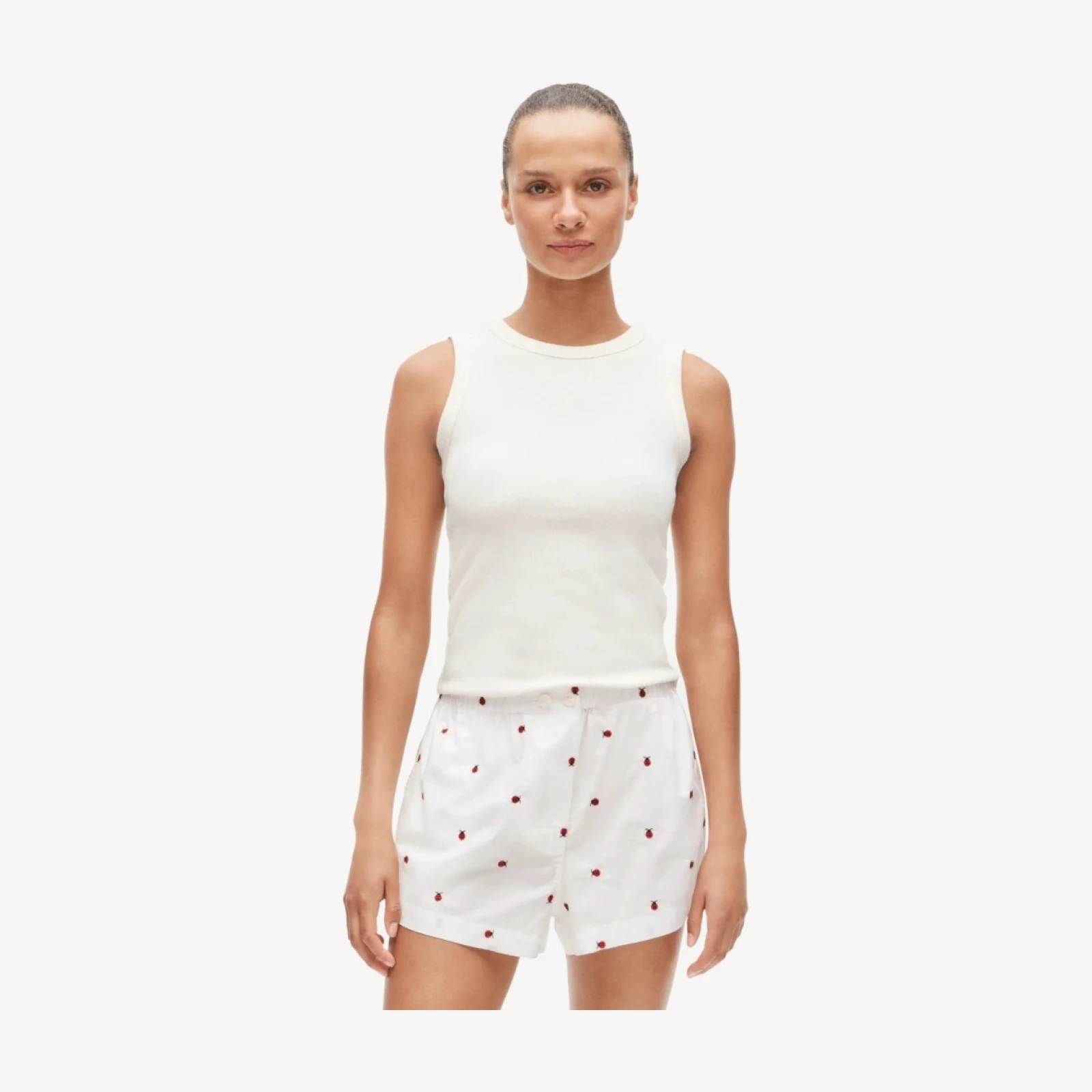 Ladybug embroidered boxer short in cotton poplin