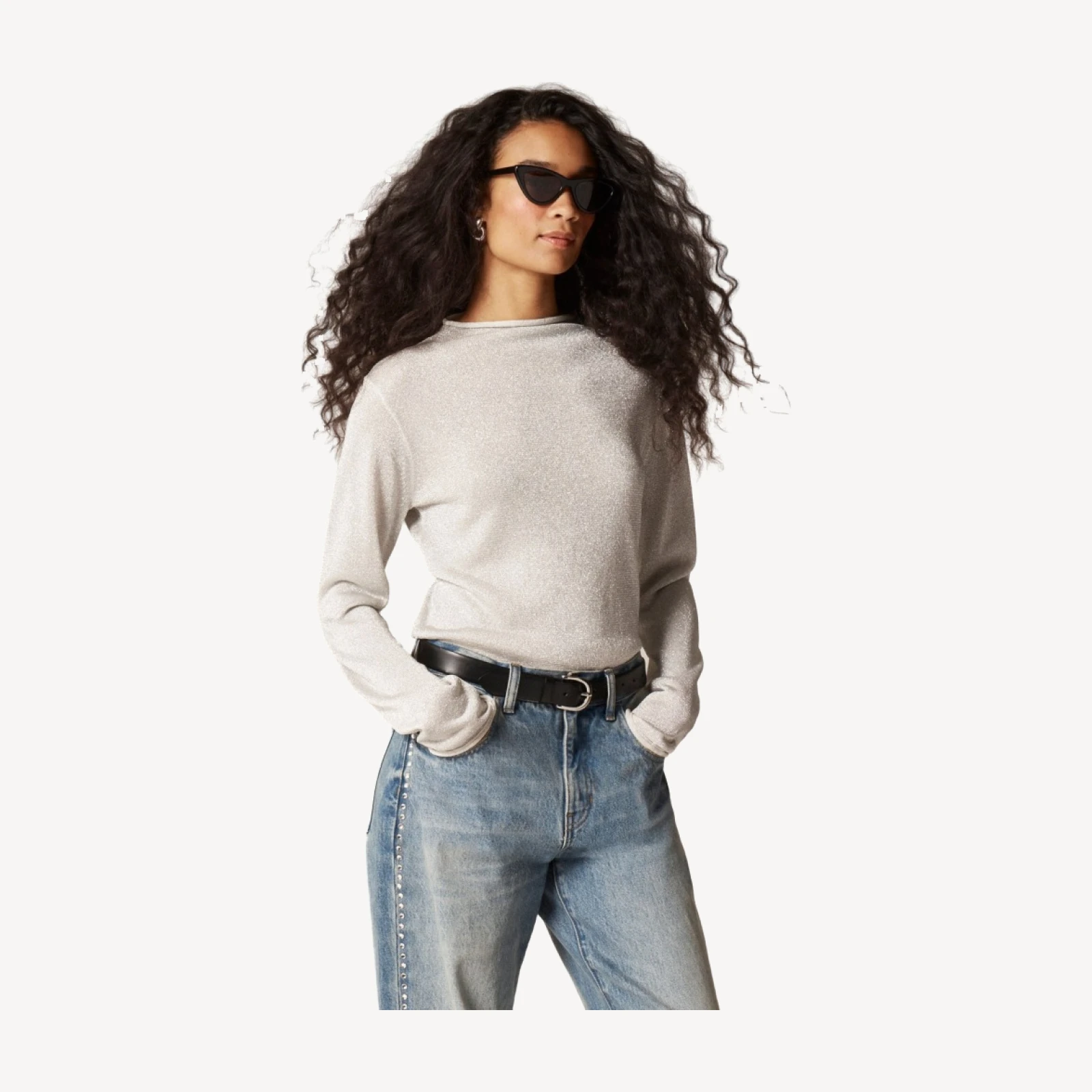 Metallic mockneck sweater