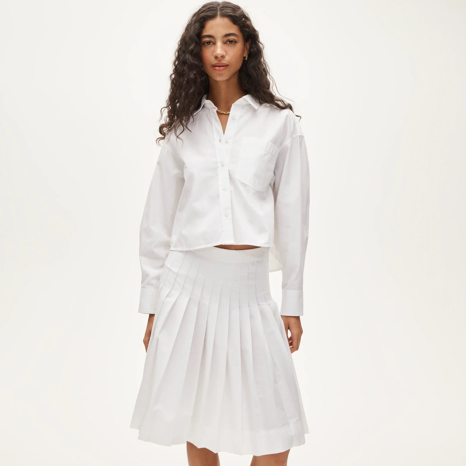 Étienne cropped button-up shirt in cotton poplin