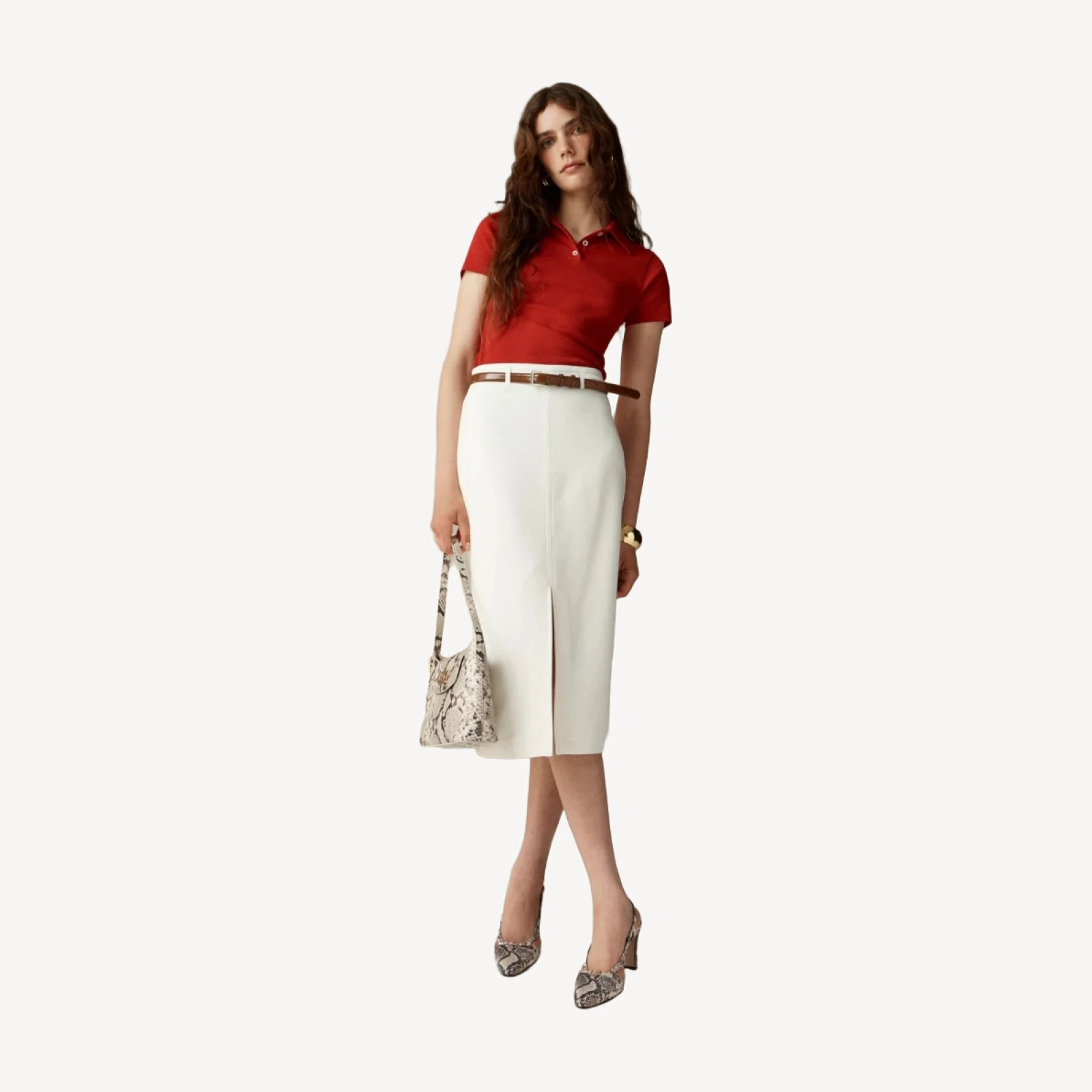 Pencil midi skirt in four-season stretch