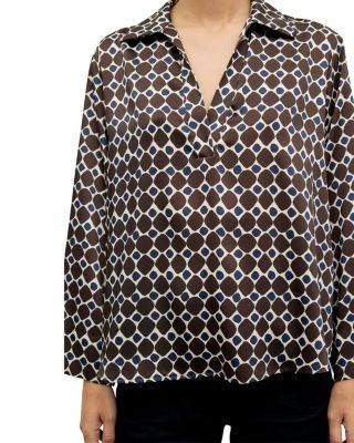 Gerard Darel Lorra Printed Open Collar Blouse