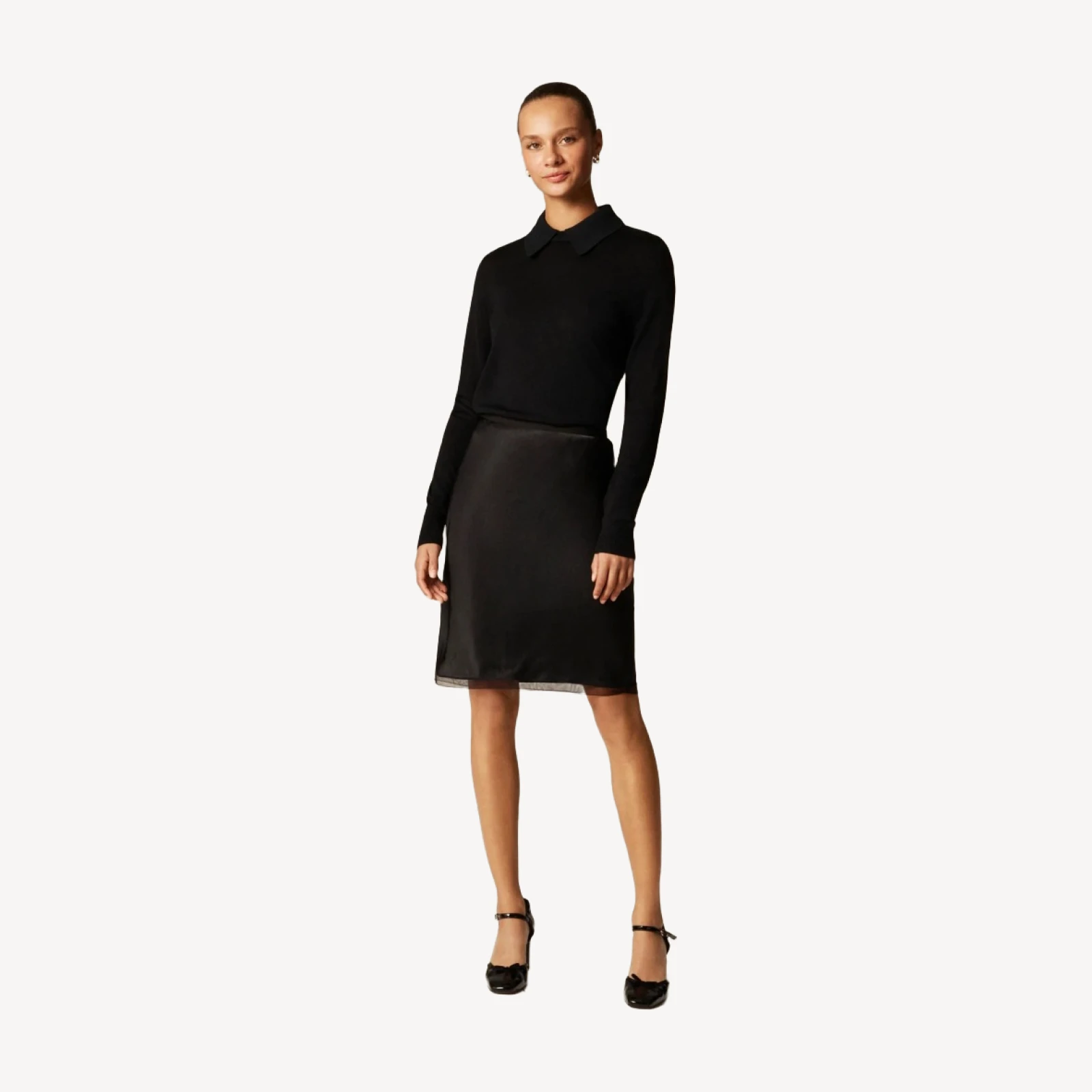 Gwen knee-length slip skirt in viscose charmeuse