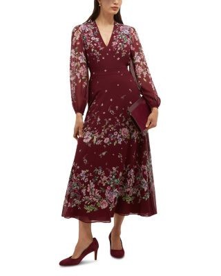 Hobbs London Maeve Silk V Neck Dress