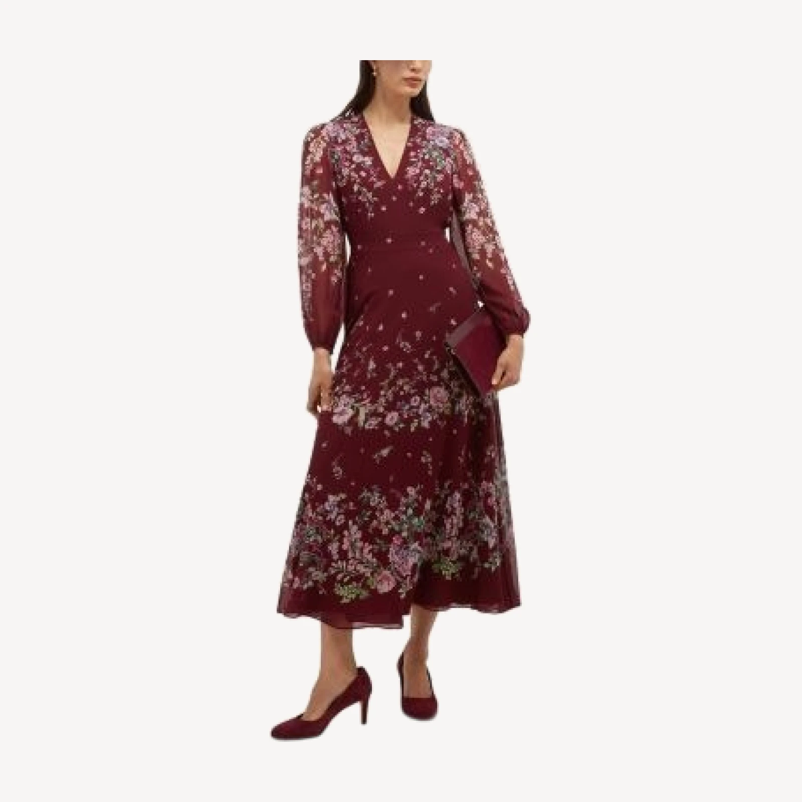 Hobbs London Maeve Silk V Neck Dress