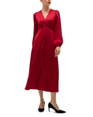 Hobbs London Petites Rosabella Satin Midi Dress