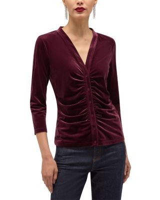 Hobbs London Hattie Velvet Button Front Top