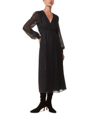 Whistles Metallic Stripe Midi Dress