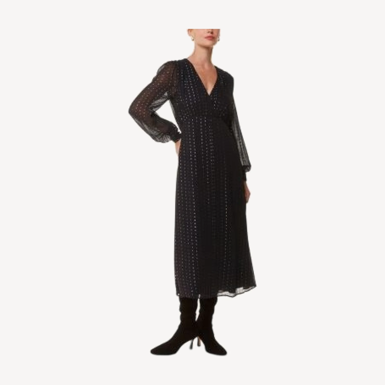 Whistles Metallic Stripe Midi Dress