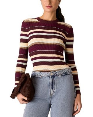 Whistles Multi Stripe Crewneck Knit Top