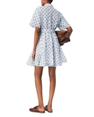 Maje Short Patterned Linen-Blend Dress