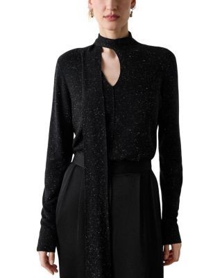 Whistles Annie Sparkle Tie Neck Top