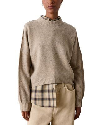 Whistles Wool Curved Hem Round Neck Sweater