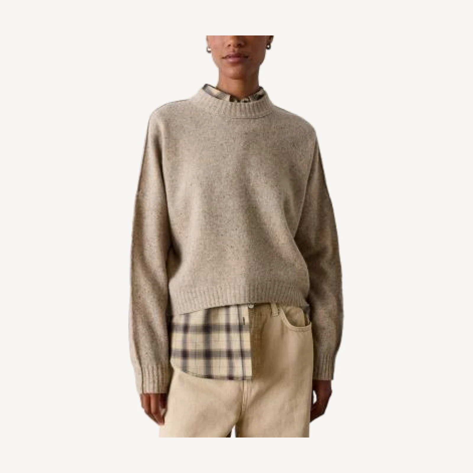 Whistles Wool Curved Hem Round Neck Sweater