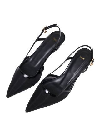 Maje Women's Leather Mesh Slingback Pumps