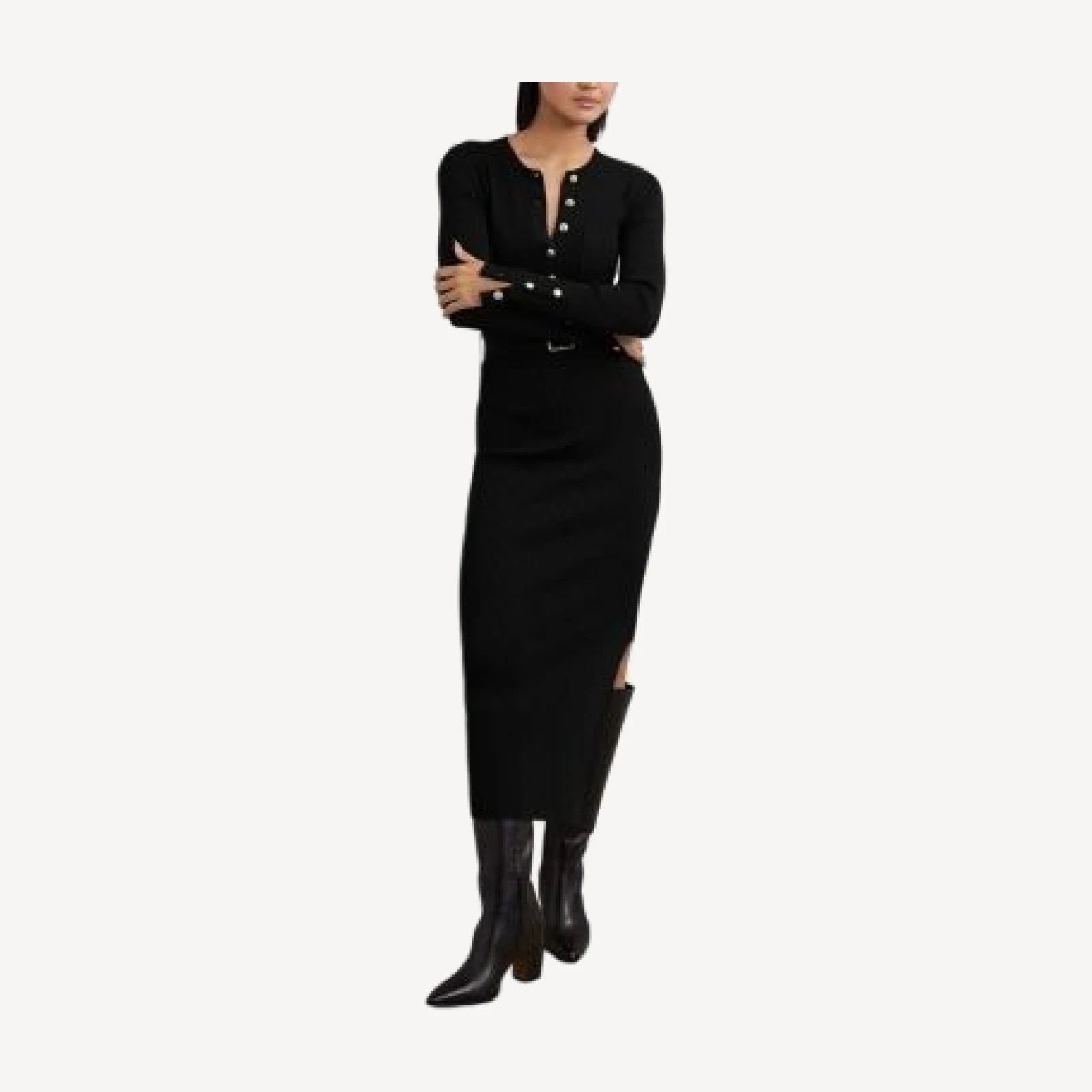 Reiss Willow Button Knitted Midi Dress