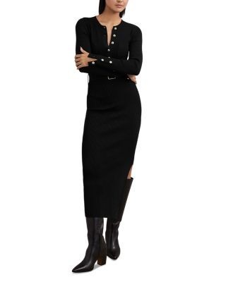 Reiss Willow Button Knitted Midi Dress