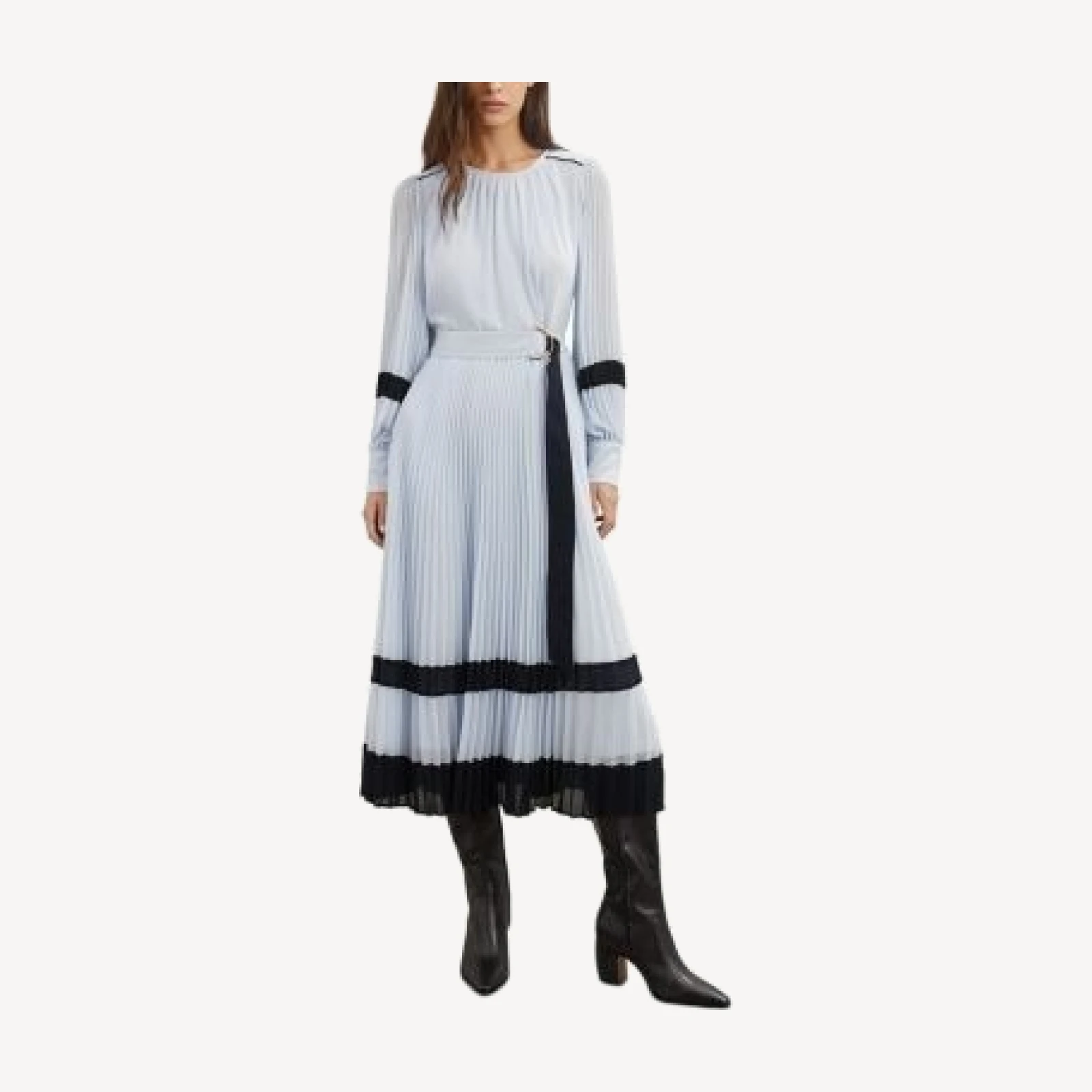 Reiss Tori Color Blocked Pleated Dress
