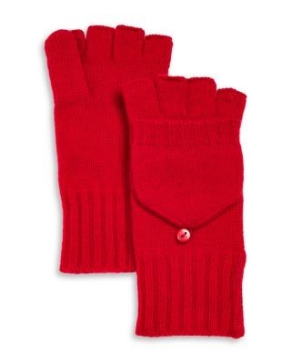 C by Bloomingdale's Cashmere Ribbed Knit Cashmere Pop Top Mittens - Exclusive