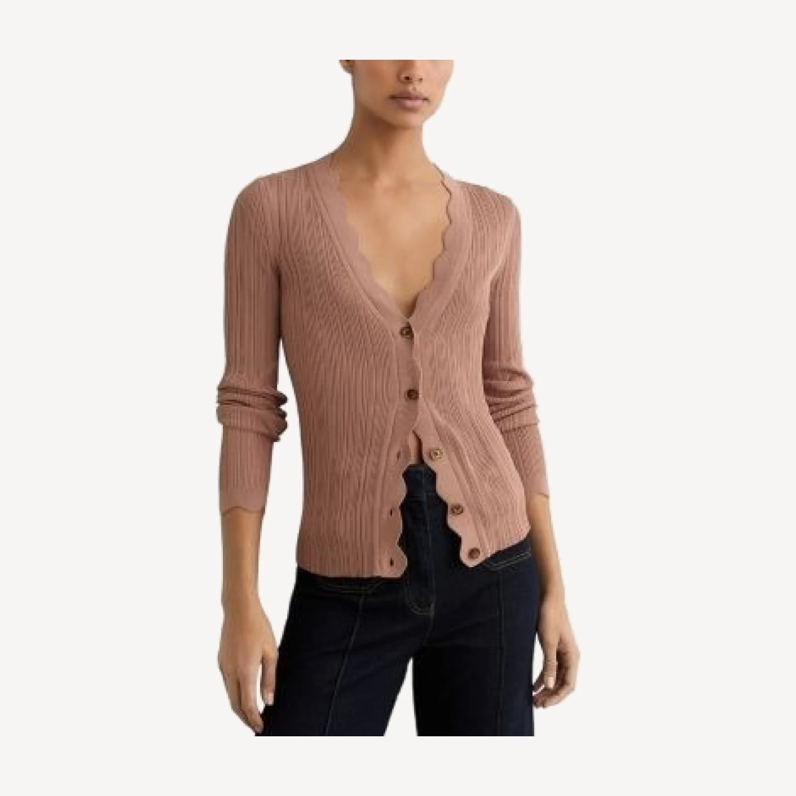 Reiss Vinny Scallop Detail Cardigan