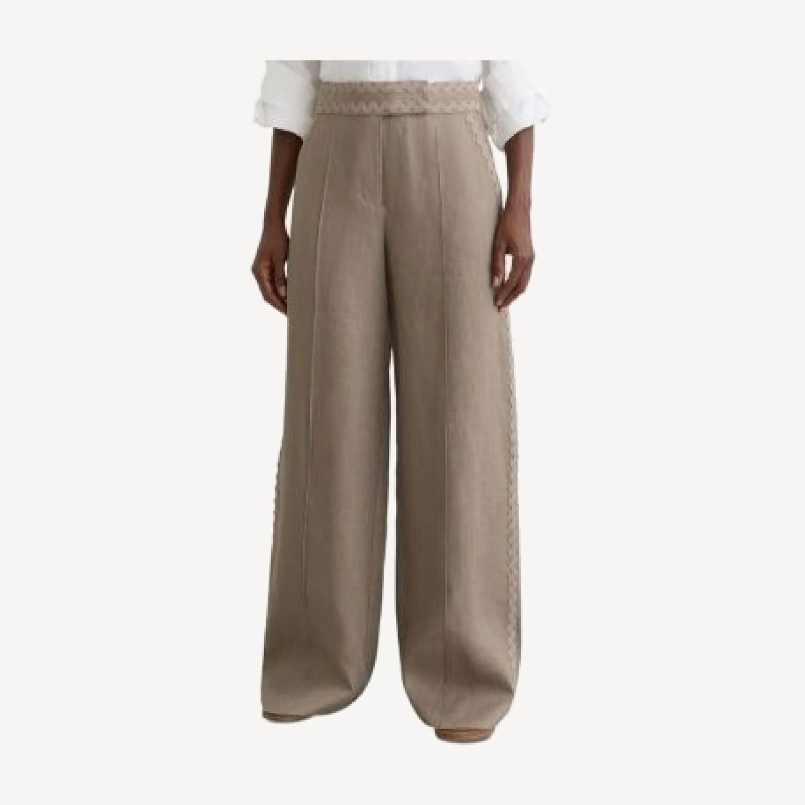 Reiss Mila Linen Wave Trim Pants