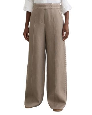 Reiss Mila Linen Wave Trim Pants
