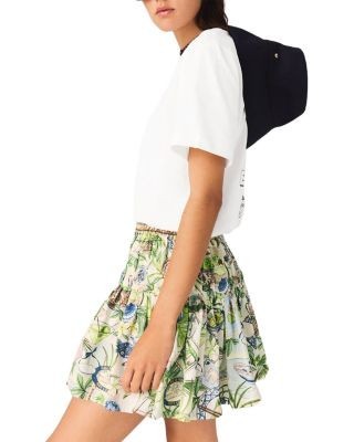 Maje Printed Ruffled Skirt