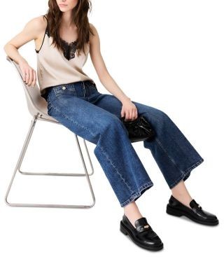 Maje Prairo High Rise Wide Leg Jeans in Blue