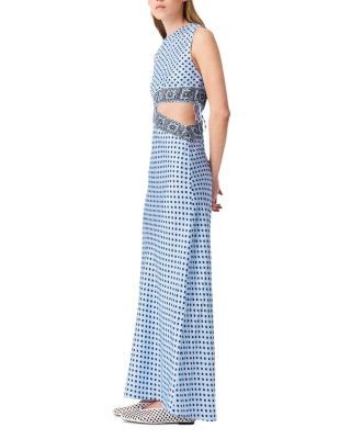 Maje Silk Printed Cutaway Dress