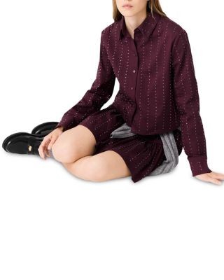 Maje Ceoleon Cotton Blend Embellished Shirt