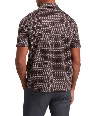 Ted Baker Grae Short Sleeve Geo Jacquard Zip Neck Polo