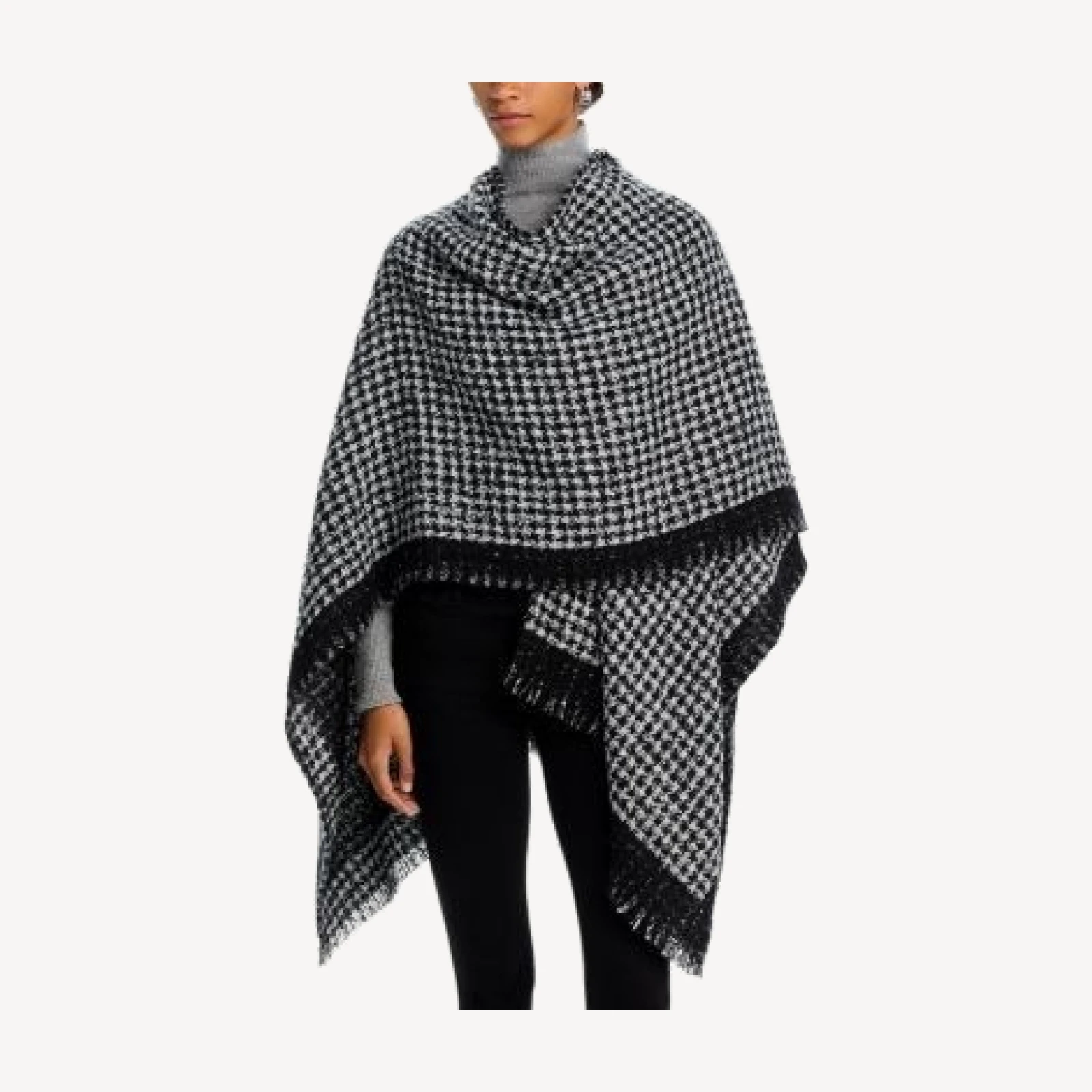 Aqua Houndstooth Ruana