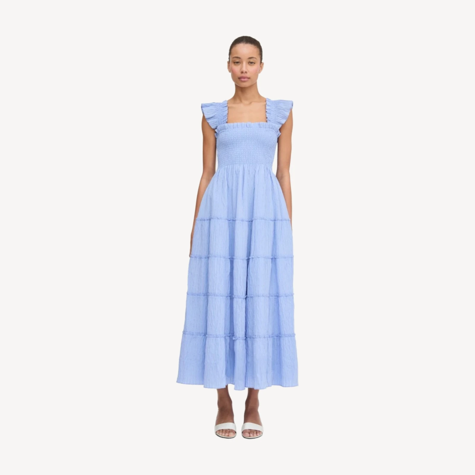 The Ellie Maxi Nap Dress - Bluebird Tonal Seersucker