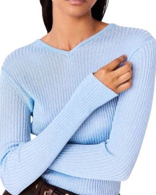 Maje V Neck Long Sleeve Sweater Top
