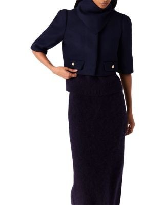 Maje Collarless Short Sleeve Crop Jacket