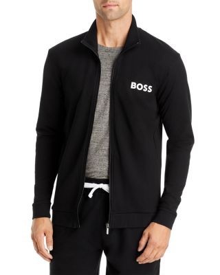 Boss Ease Cotton Logo Print Full Zip Jacket Regular Fit