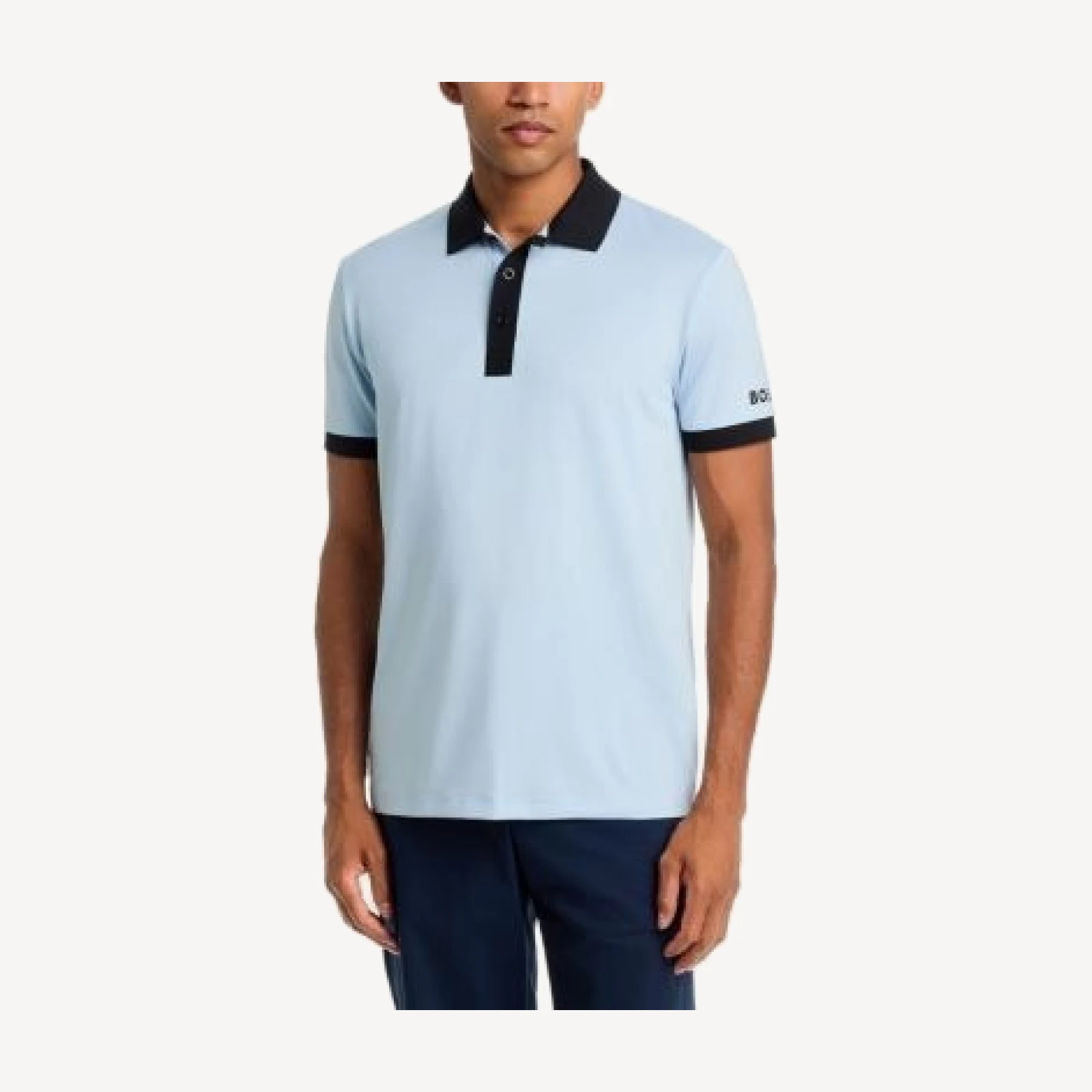 Boss Knit Contrast Collar Golf Logo Polo Shirt