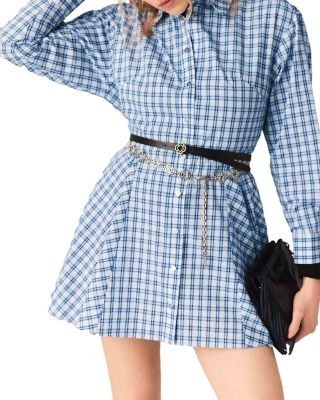 Maje Rhinestone Trim Cotton Shirt Dress