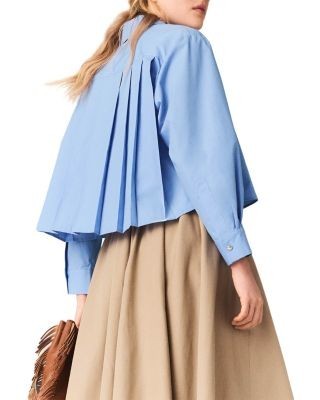 Maje Pleated Back Embroidered Shirt