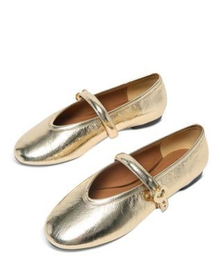 Maje Women's Metallic Leather Ballet Flats