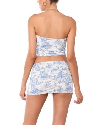Edikted Delft Print Strapless Top