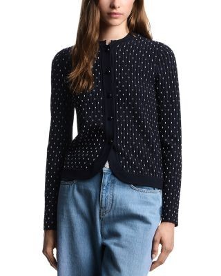 Emporio Armani Striped and Polka Dot Jacquard Motif Cardigan Sweater