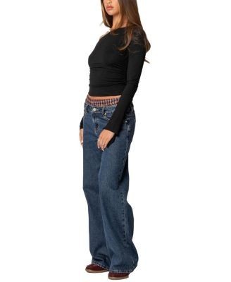 Edikted Stacie Asymmetric Long Sleeve Top
