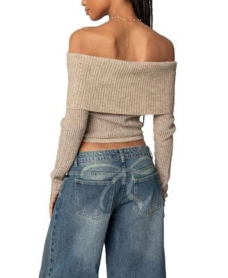 Edikted Lili Fold Over Knit Top