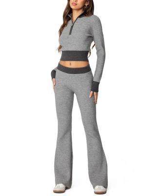 Edikted Lei Contrast Knit Flared Pants