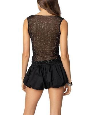 Edikted Rhinestone Sheer Mesh Top