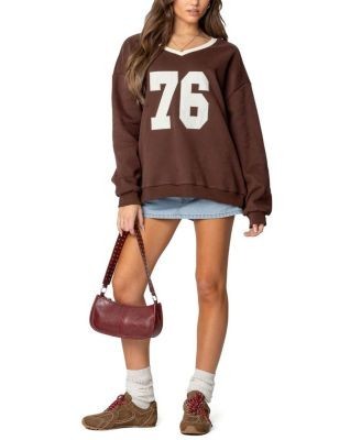 Edikted 76 Oversized V Neck Sweater