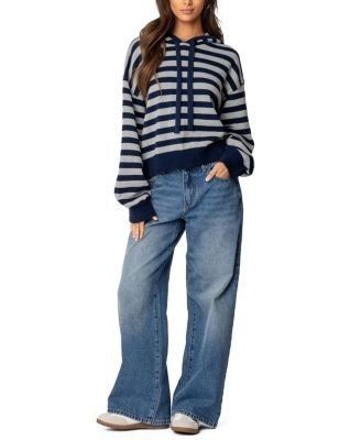 Edikted Striped Hooded Knit Sweater