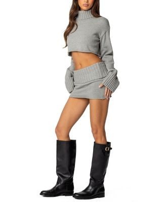 Edikted Gino Fold Over Knit Mini Skirt