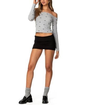 Edikted Ryna Bows & Dots Off Shoulder Top