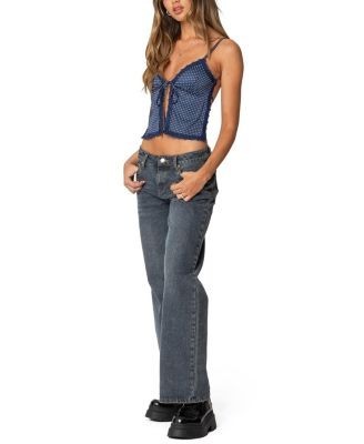 Edikted Backless Satin Effect Polka Dot Top